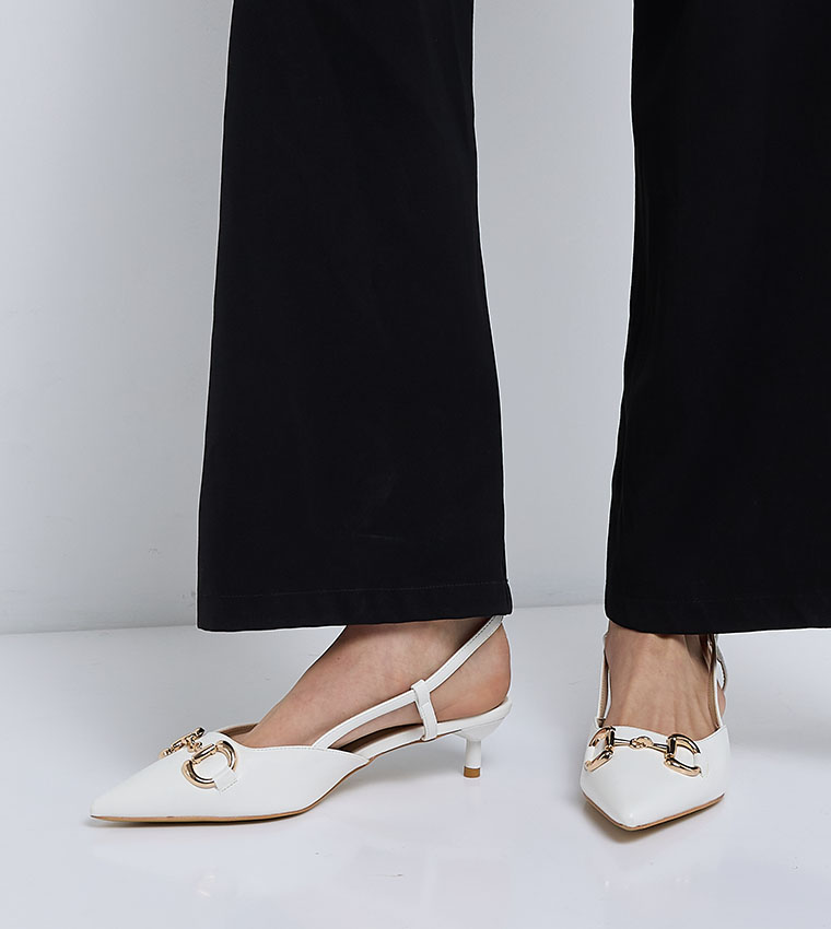 Metal Accent Slingback Pumps
