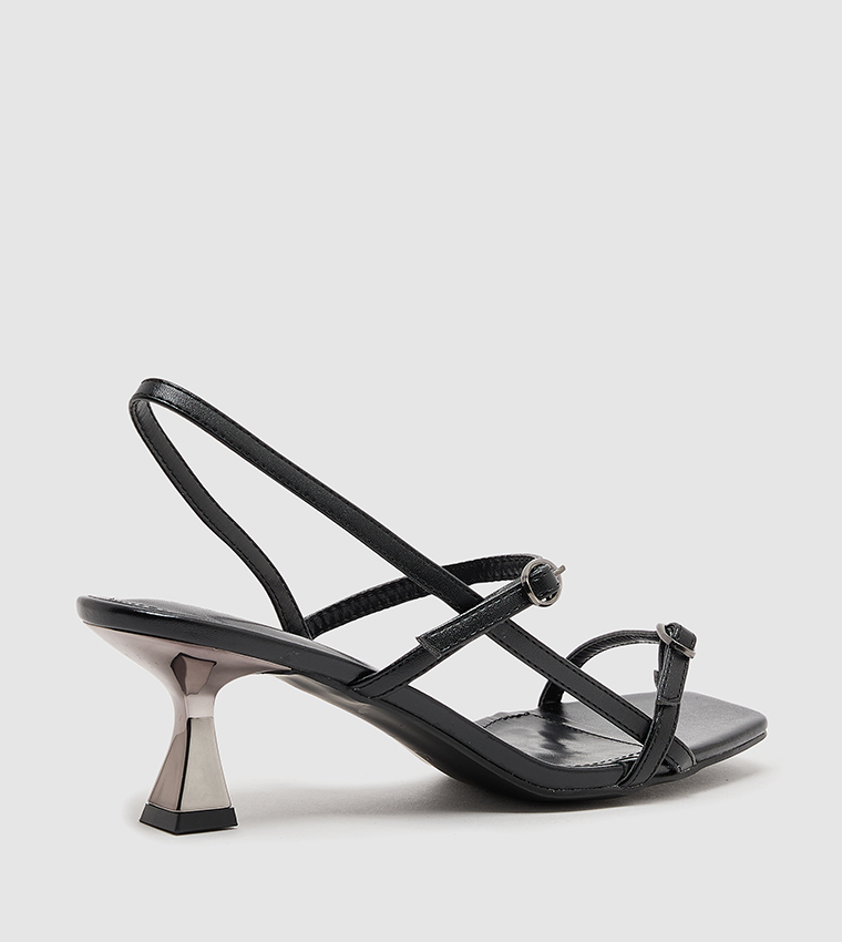 Square Toe Slingback Stiletto Heel Sandals