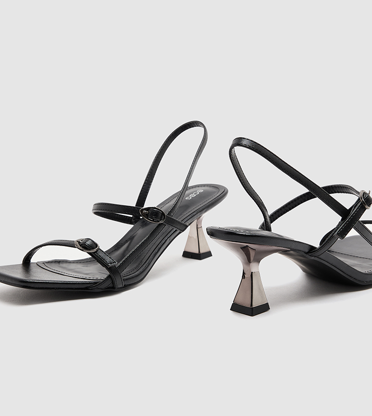 Square Toe Slingback Stiletto Heel Sandals