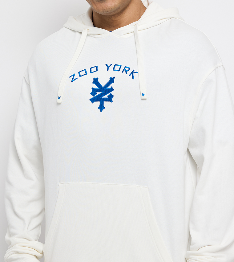 هودي اوفرسايز كم طويل بطبعة شعار 