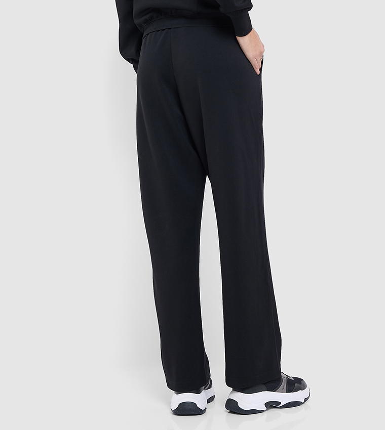 Solid Drawstring Waist Straight Fit Pants
