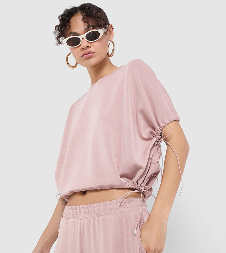 Solid Ruched Crop Top