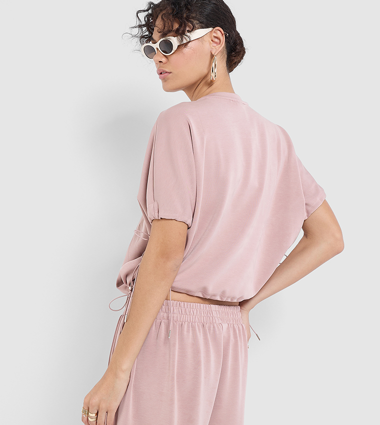 Solid Ruched Crop Top