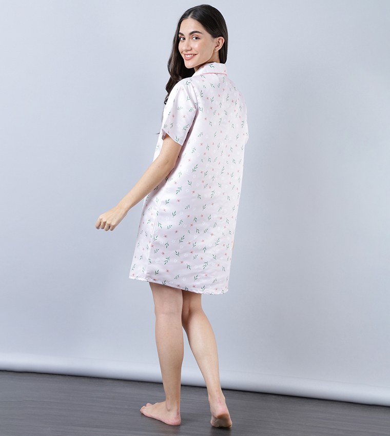 Printed Night Shirt Dress