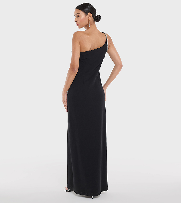 Sequined One Shoulder Maxi Party Dress