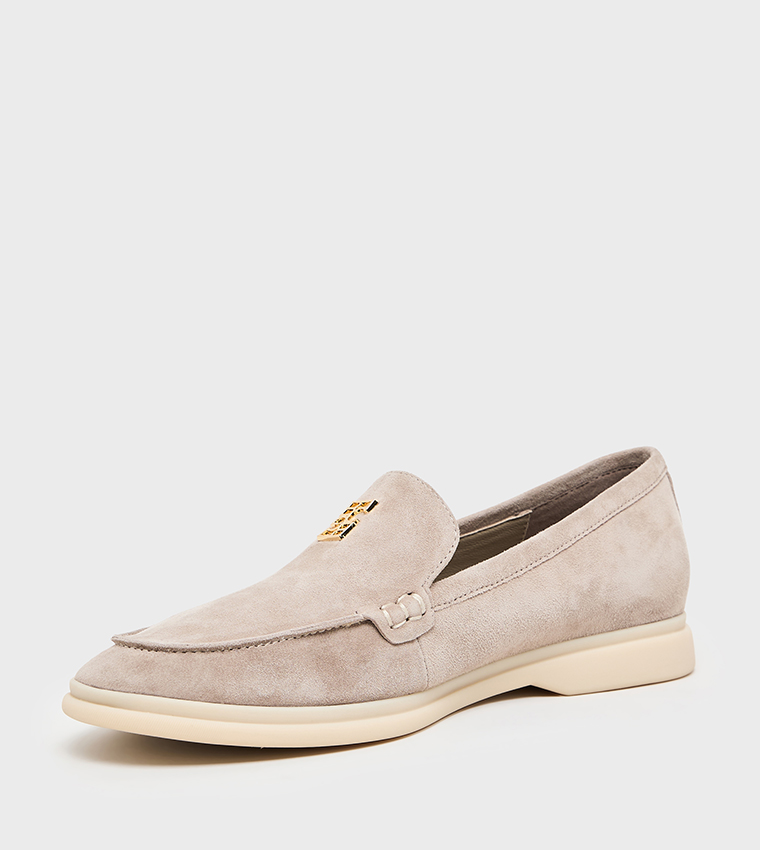 Logo Detail Suede Loafers