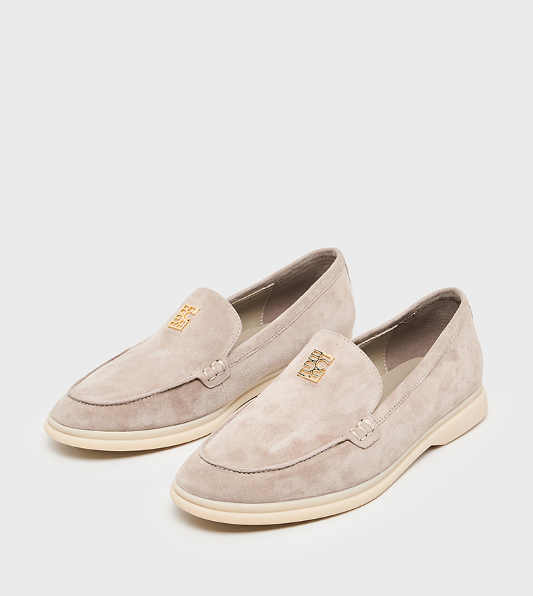 Logo Detail Suede Loafers