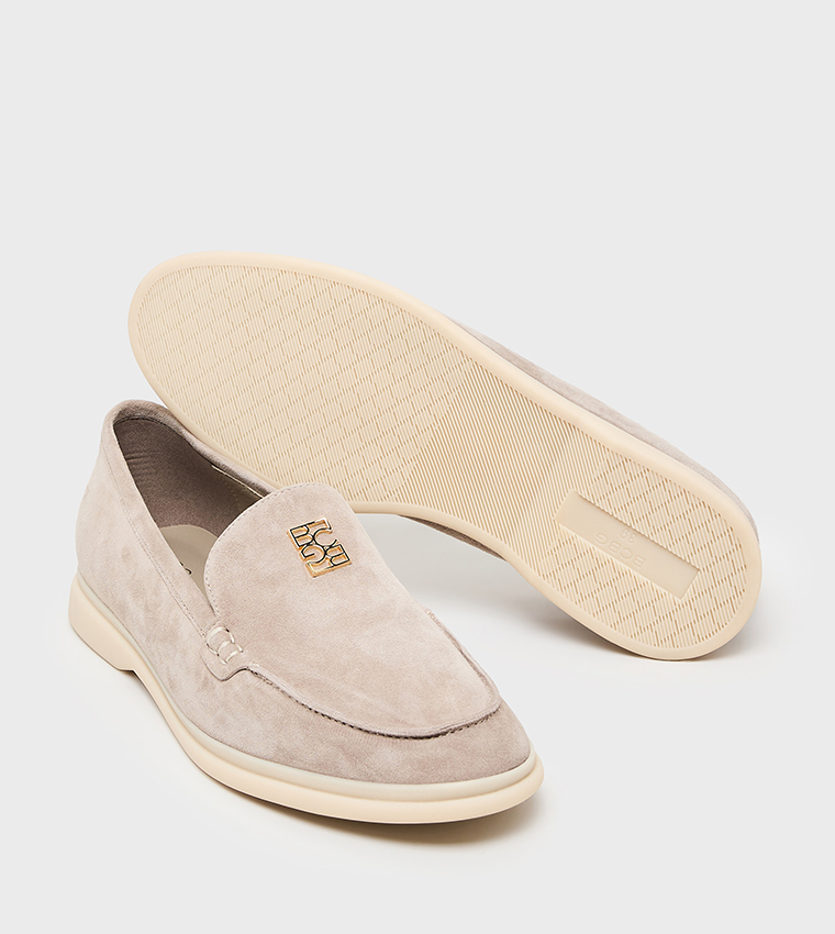 Logo Detail Suede Loafers