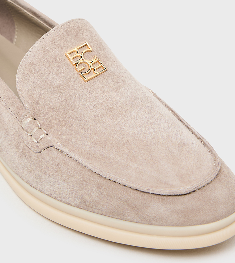 Logo Detail Suede Loafers