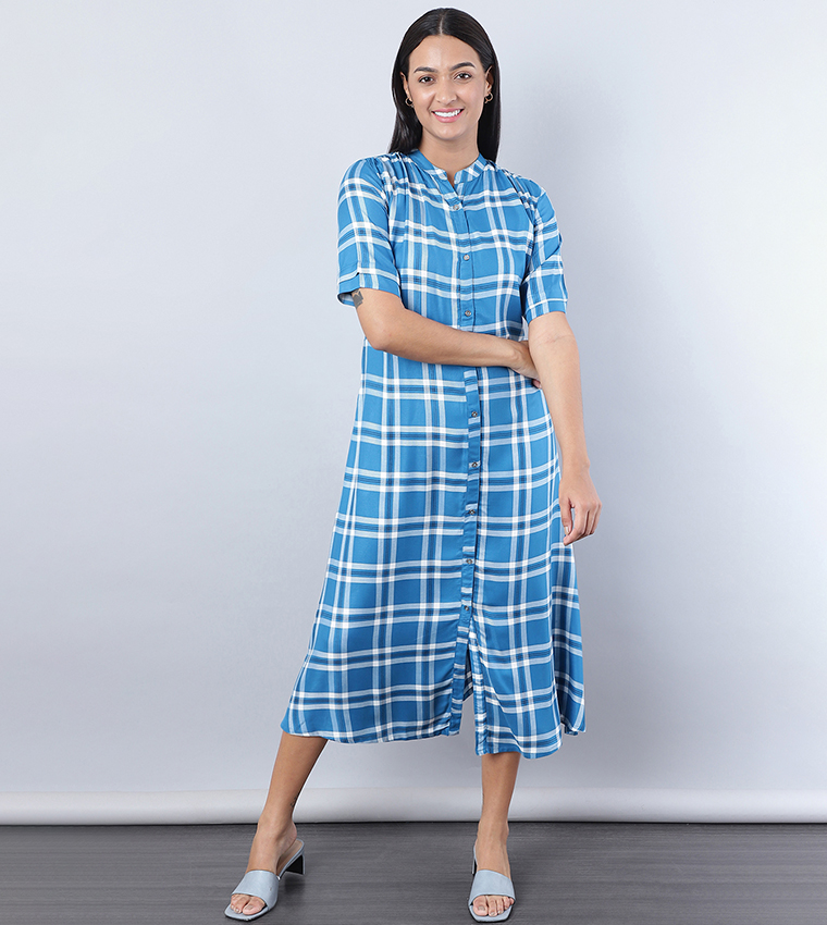 Check midi shirt on sale dress