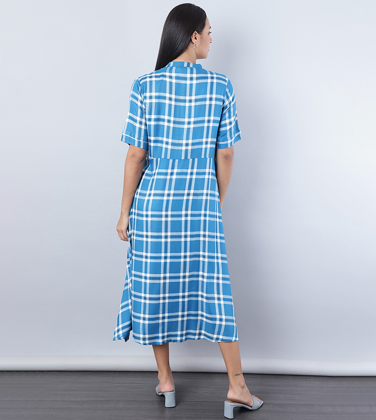 Plaid midi cheap shirt dress