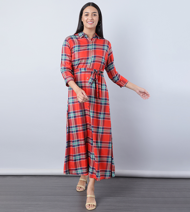 Checked hotsell maxi dress