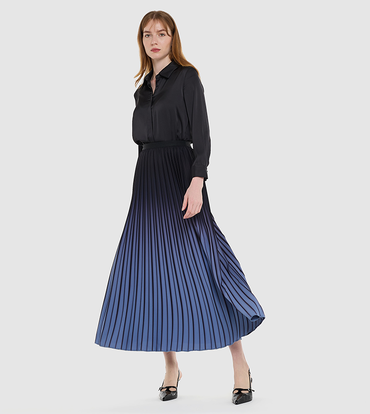 Ombre Pleated Maxi Skirt