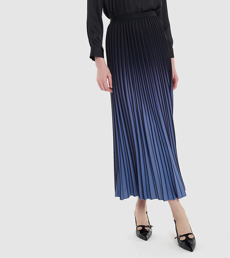Ombre Pleated Maxi Skirt