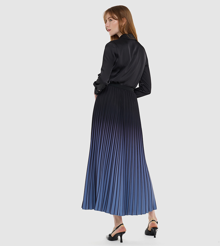 Ombre Pleated Maxi Skirt
