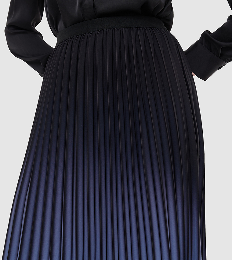 Ombre Pleated Maxi Skirt