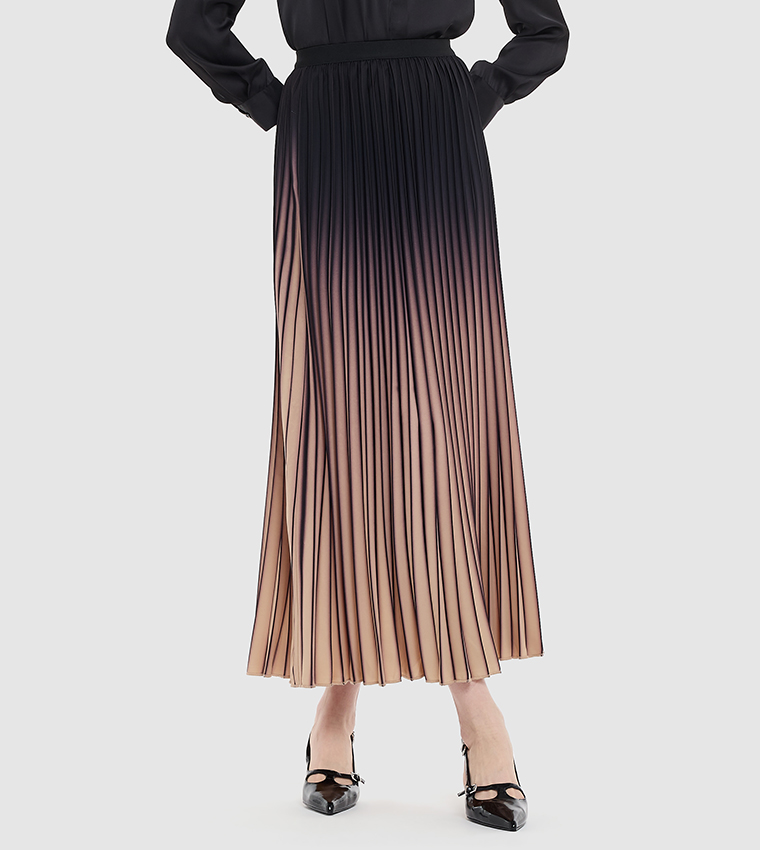 Ombre Pleated Maxi Skirt