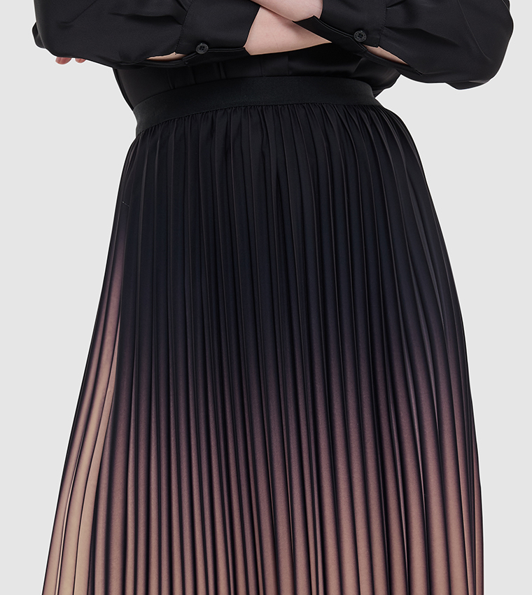 Ombre Pleated Maxi Skirt