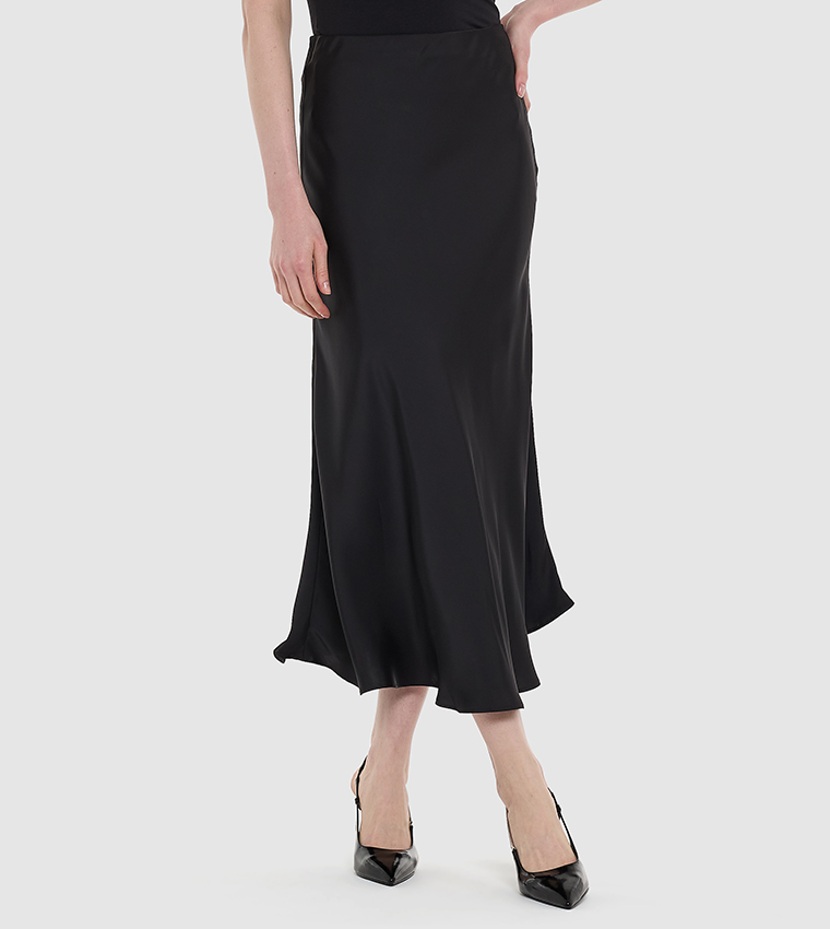 Solid Satin Midaxi Skirt