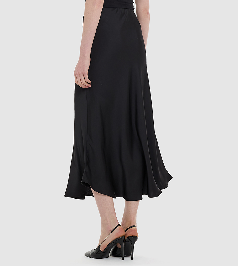 Solid Satin Midaxi Skirt