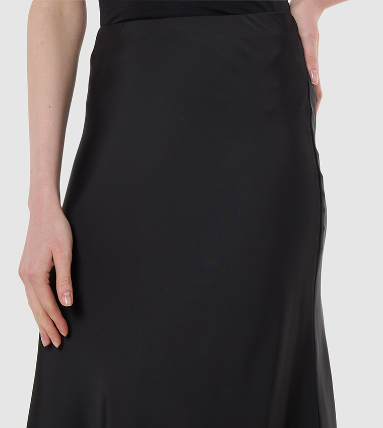 Solid Satin Midaxi Skirt