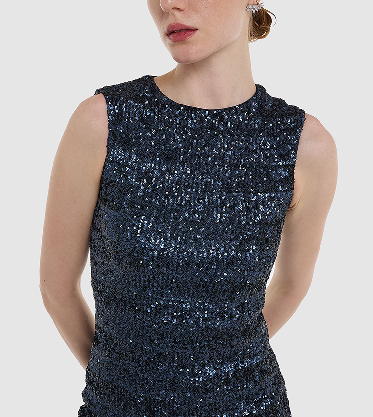 Sequined Sleeveless Mini Dress