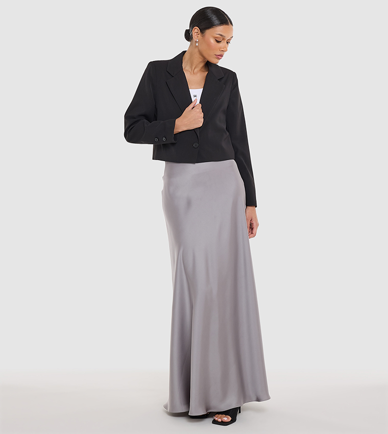 Solid Satin Maxi Skirt