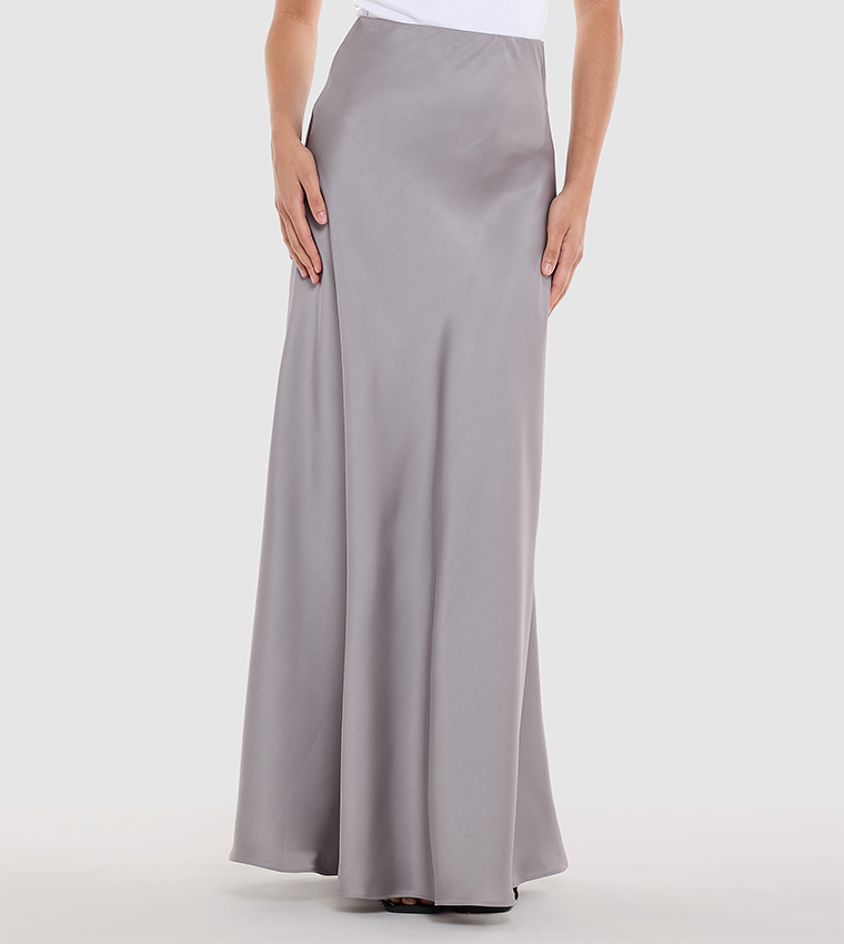 Solid Satin Maxi Skirt