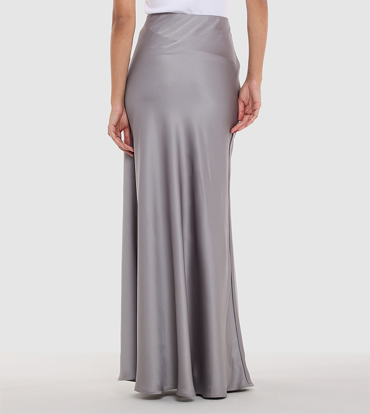 Solid Satin Maxi Skirt