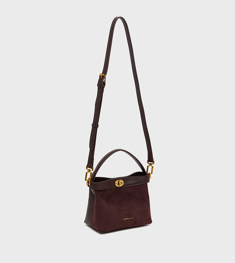 Textured Twist Lock Tote Bag