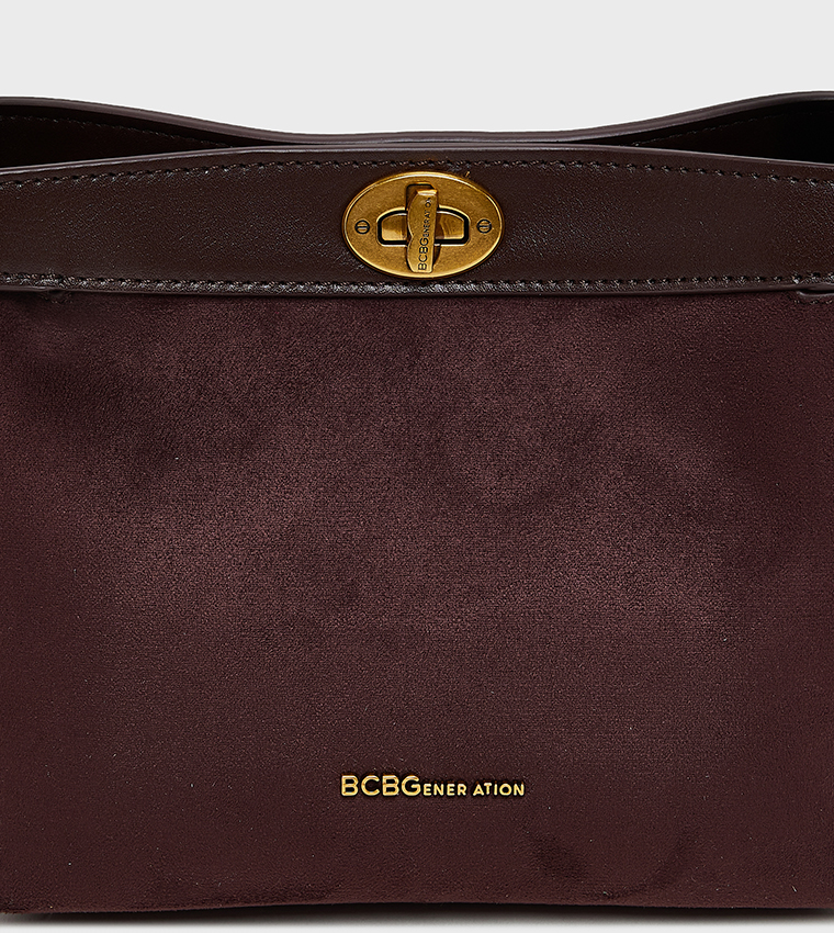 Textured Twist Lock Tote Bag