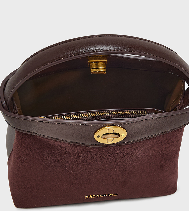 Textured Twist Lock Tote Bag