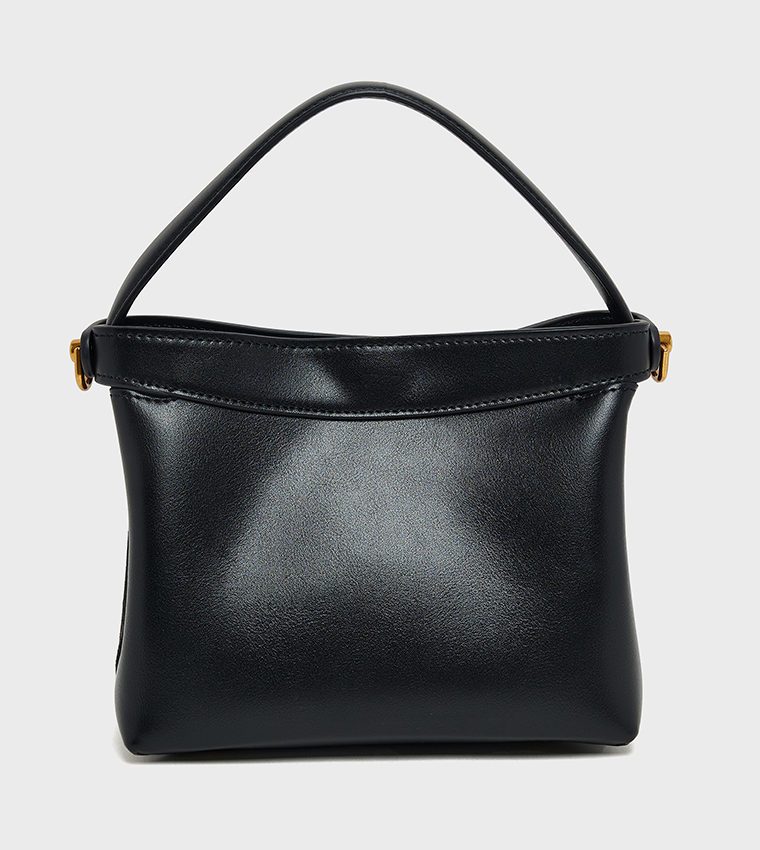 Textured Twist Lock Tote Bag