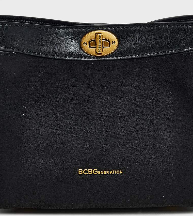 Textured Twist Lock Tote Bag