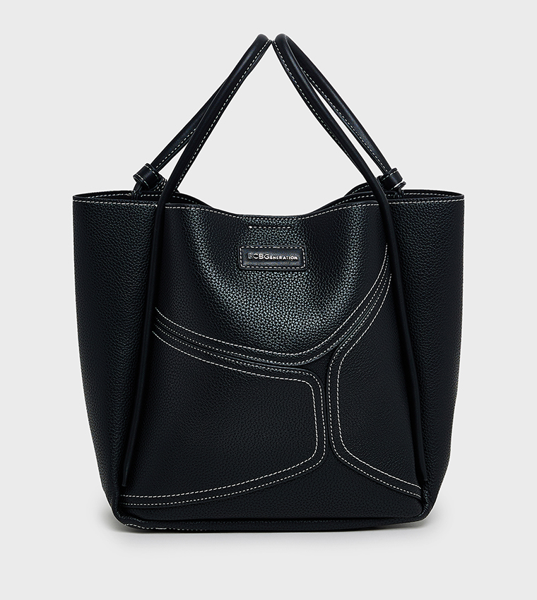 Textured Zip-Closure Tote Bag