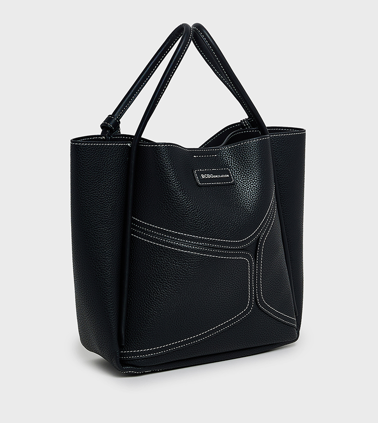 Textured Zip-Closure Tote Bag