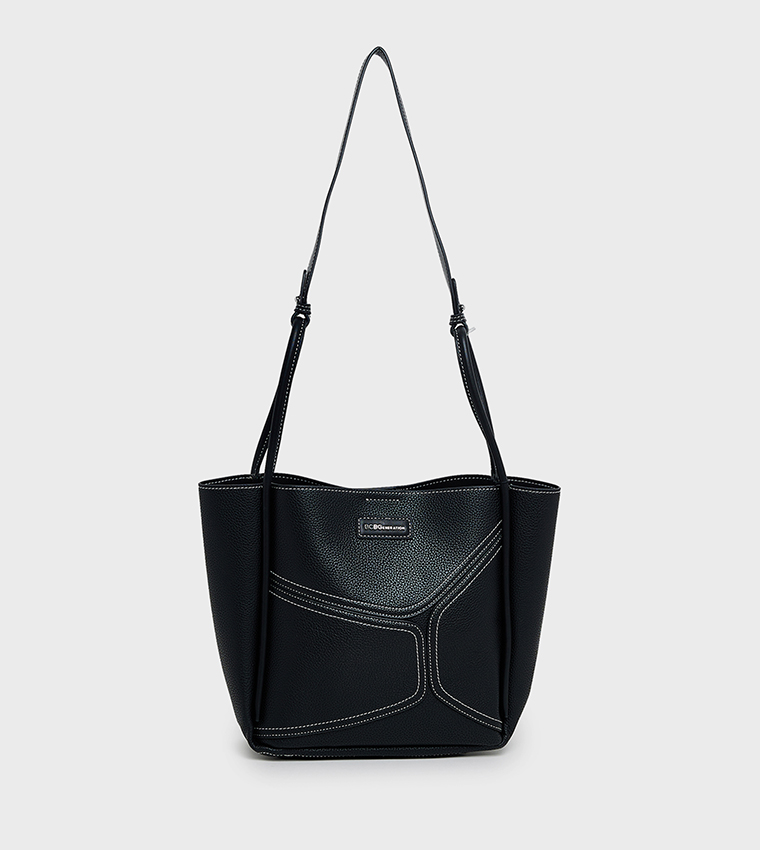 Textured Zip-Closure Tote Bag