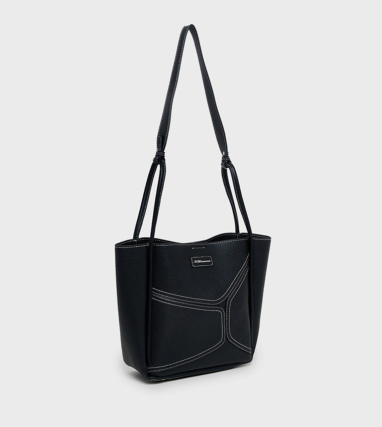 Textured Zip-Closure Tote Bag