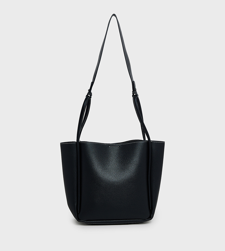 Textured Zip-Closure Tote Bag
