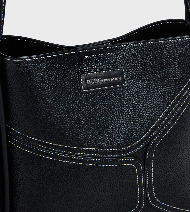Textured Zip-Closure Tote Bag