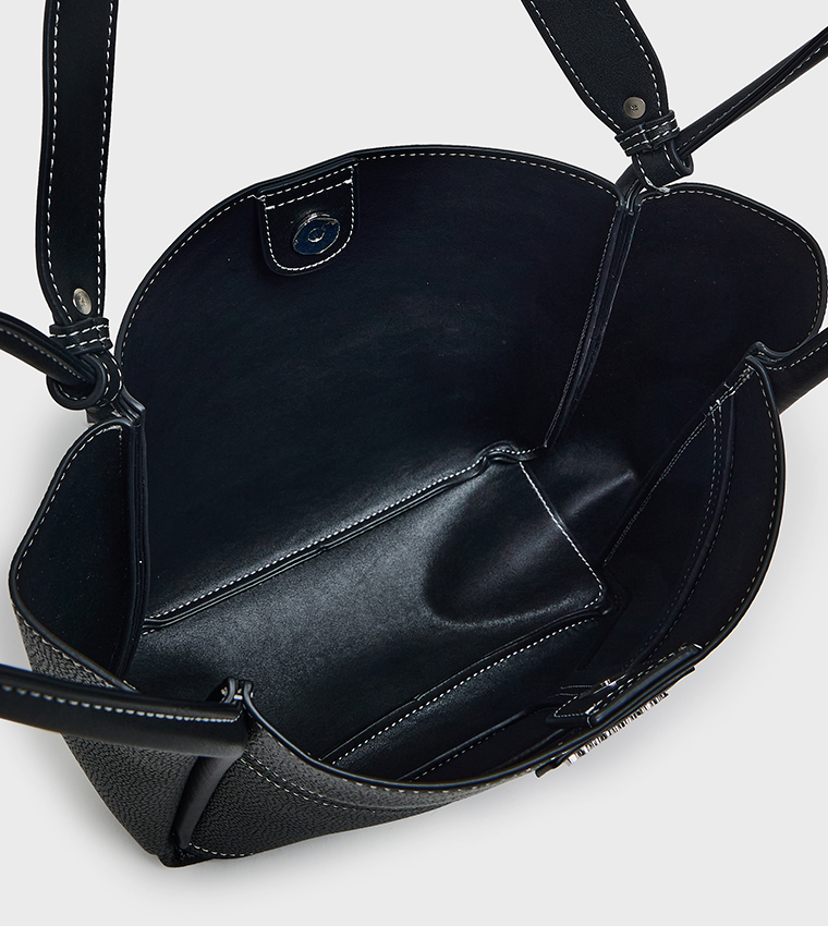 Textured Zip-Closure Tote Bag