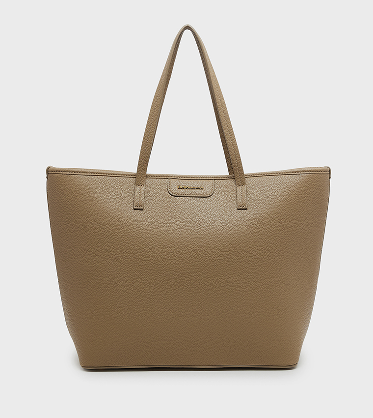 Textured Zip Closure Tote Bag