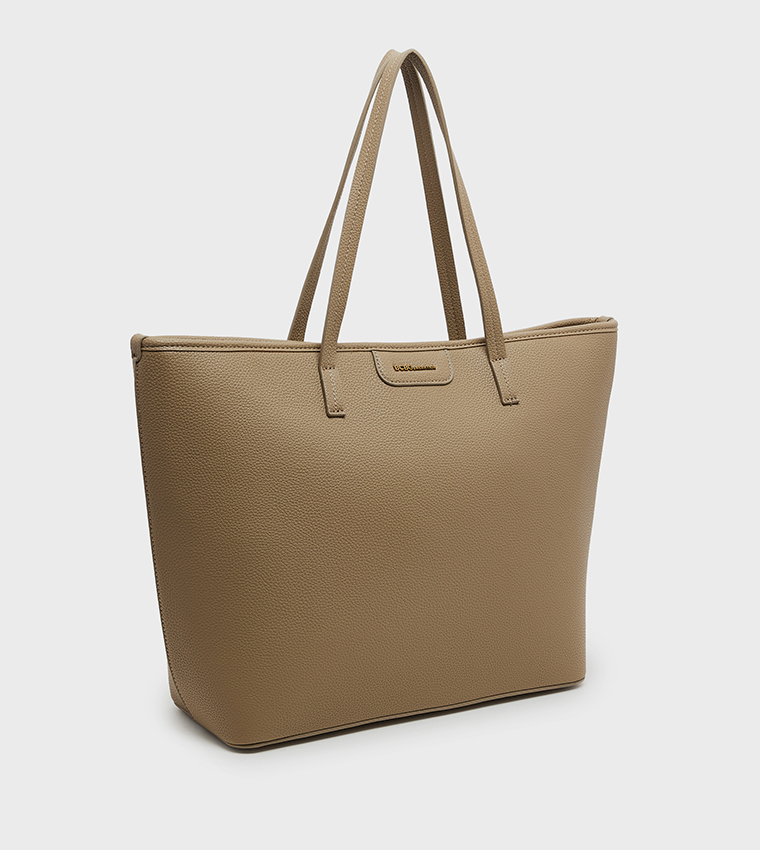 Textured Zip Closure Tote Bag