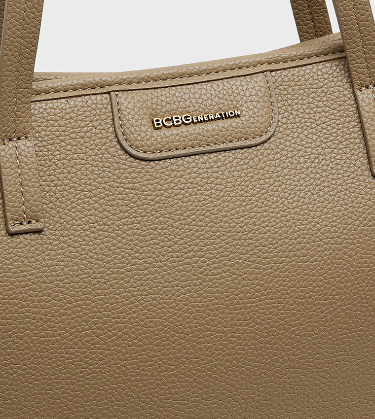 Textured Zip Closure Tote Bag