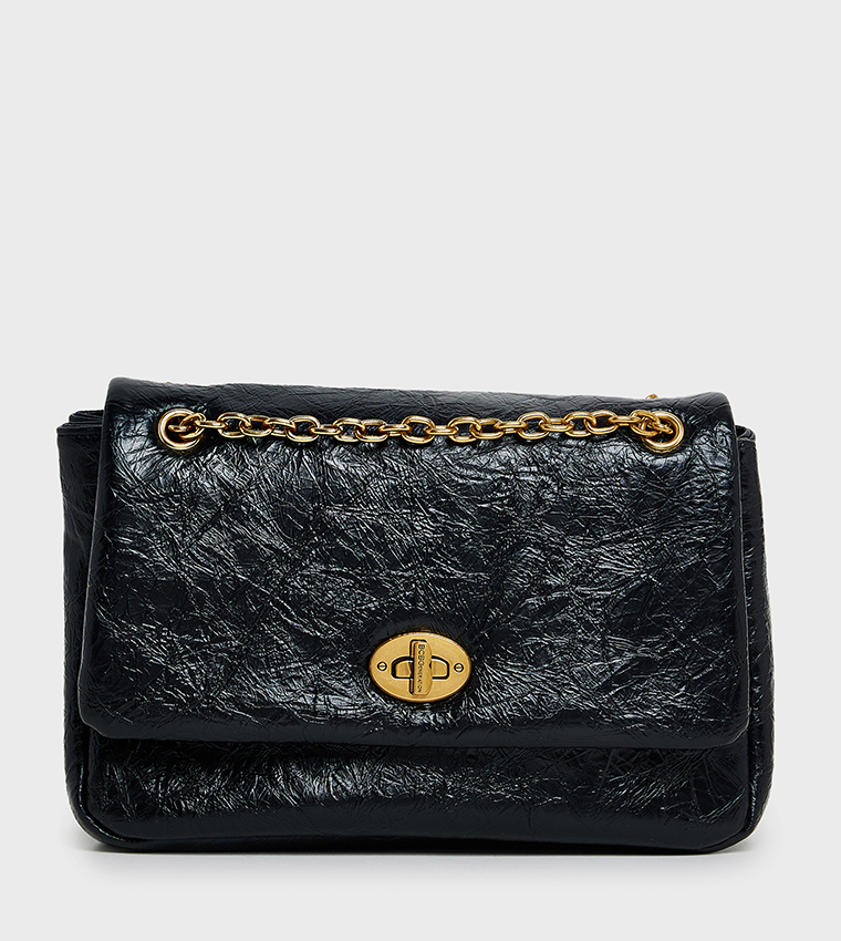 Textured Flap Shoulder Bag