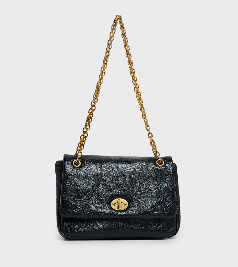 Textured Flap Shoulder Bag