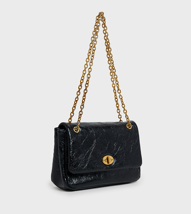 Textured Flap Shoulder Bag