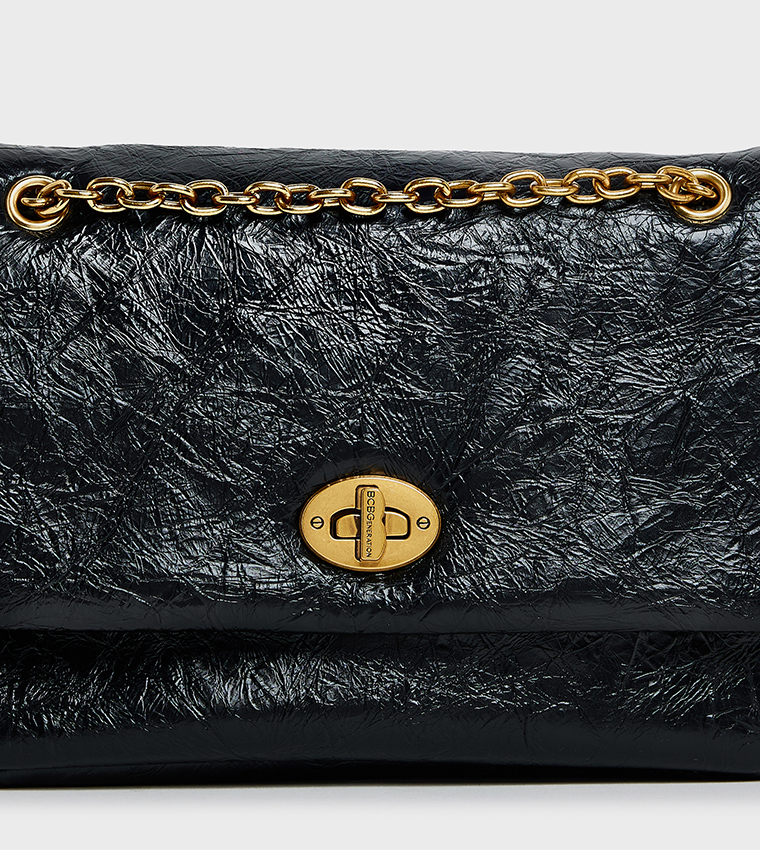 Textured Flap Shoulder Bag