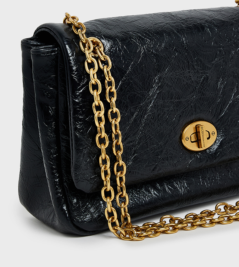 Textured Flap Shoulder Bag