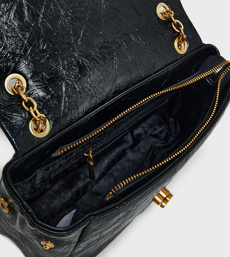 Textured Flap Shoulder Bag